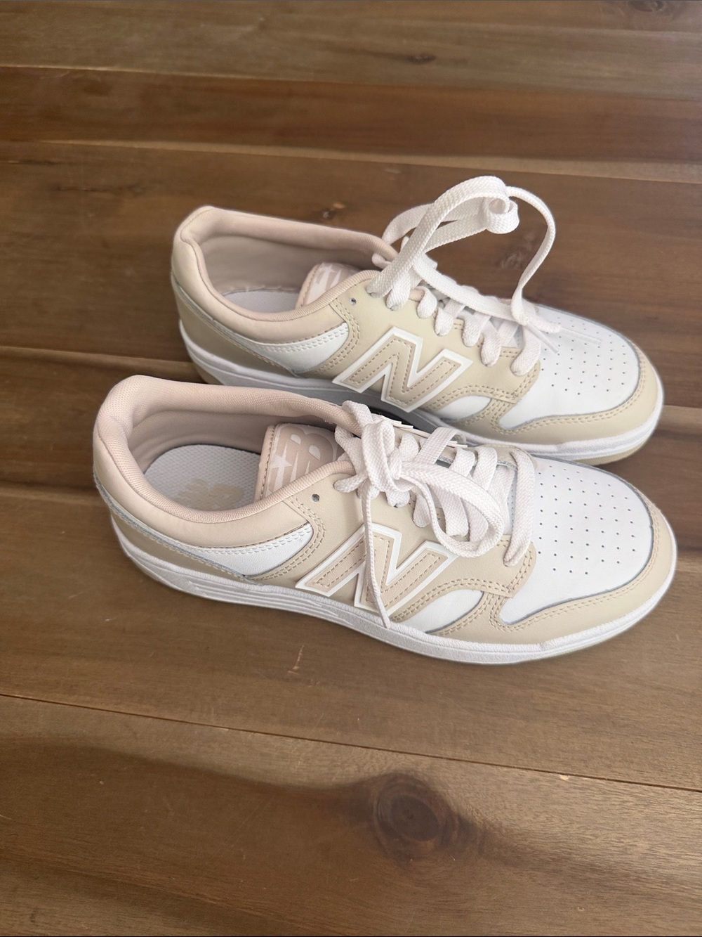 New Balance Big Kids 480 Cream and White Low-Top Sneakers
